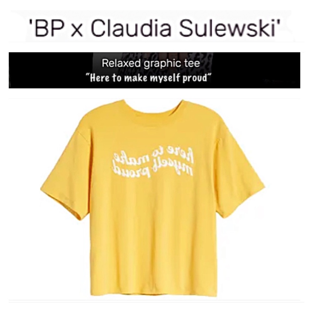 Nordstrom BP cropped graphic tee boxy fit XL CLAUDIA SULEWSKI Summer Yellow